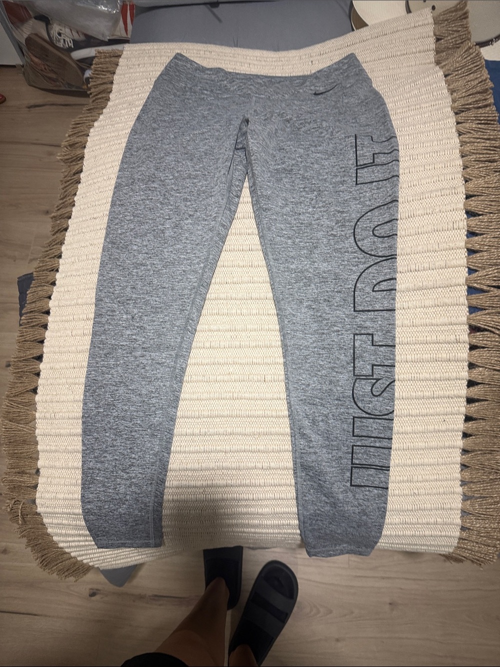 Nike Kids Grey 'JUST DO IT' Side-Print Joggers